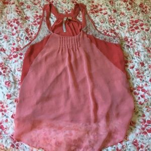 A pink and lace medium tank top